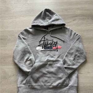 Stussy Gray Hoodie with International Logo